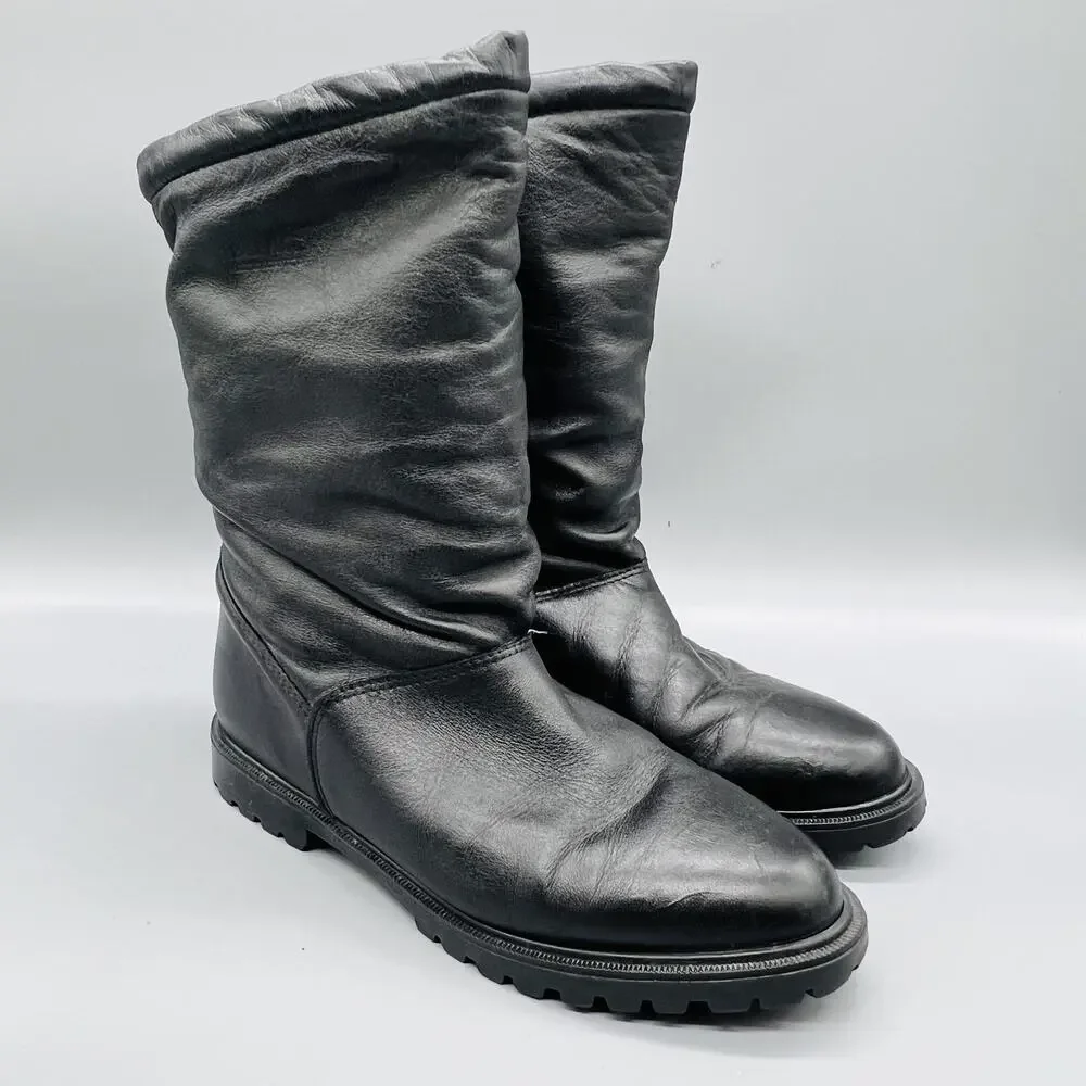 Regence Boots Women 6 Black Leather Mid Calf Vtg Insulated Winter Snow Shoes